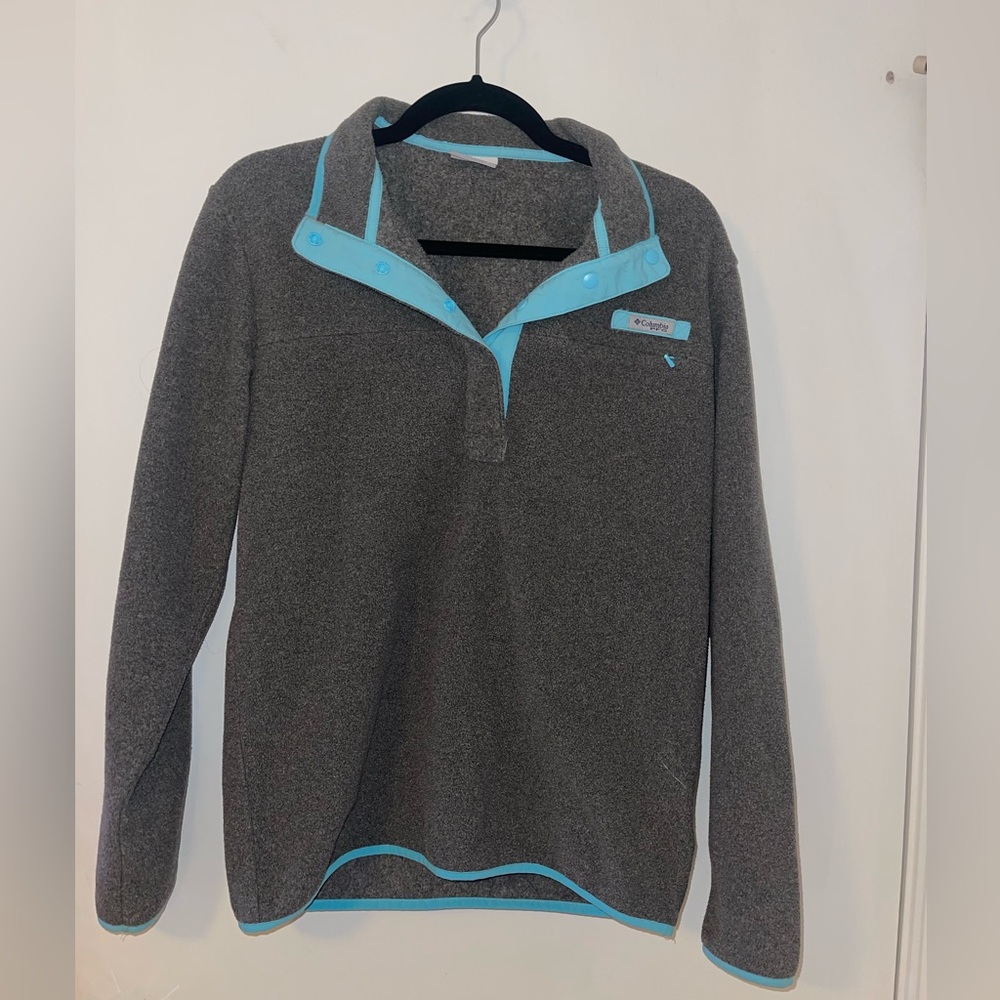 Women's Columbia PFG Harborside Fleece 1/4 Snap Pullover Gray Size Large